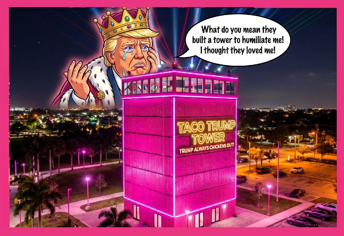 King Donald crying: What do you mean they built a tower to humiliate me! I thought they loved me!