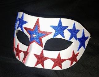 A Bad Marine's Mask — white mask with 13 red and blue glitter stars